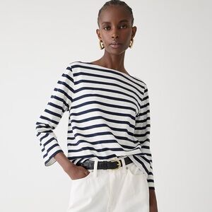 J. Crew Classic mariner cloth boatneck T-shirt in stripe Small